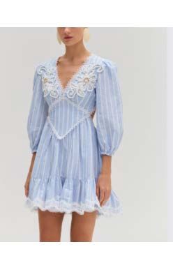 Marine Linen Mini Dress Blue, Size: 2