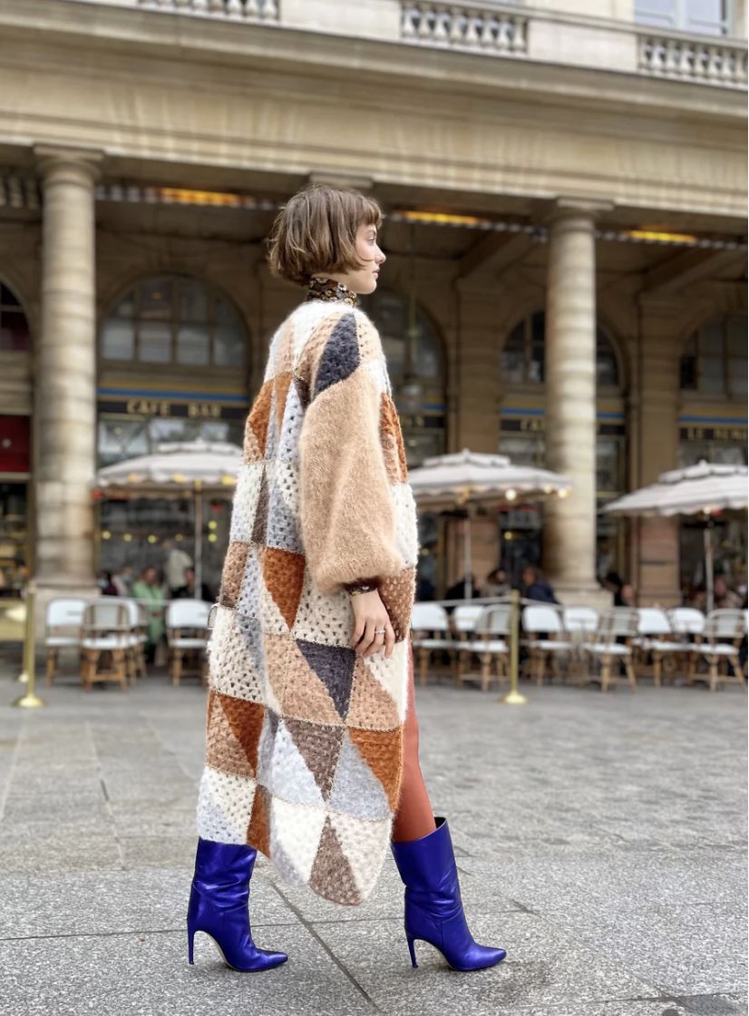 Diagonales Beige Coat, Size: One Size