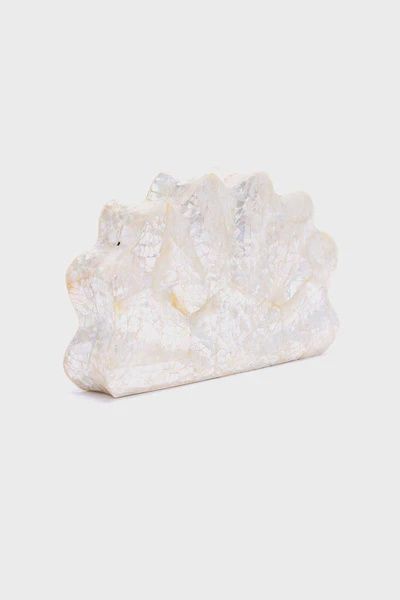 Lou Lou Bag White Mother of Pearl Magnetic Closure Black Satin Interior