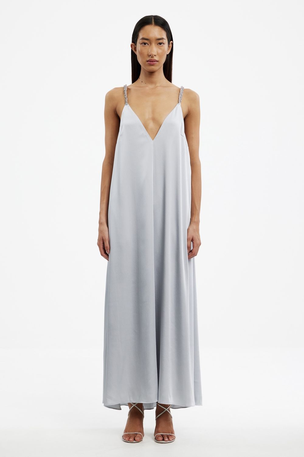 Abbey Trapeze Maxi Dress Pewter, Size: 2