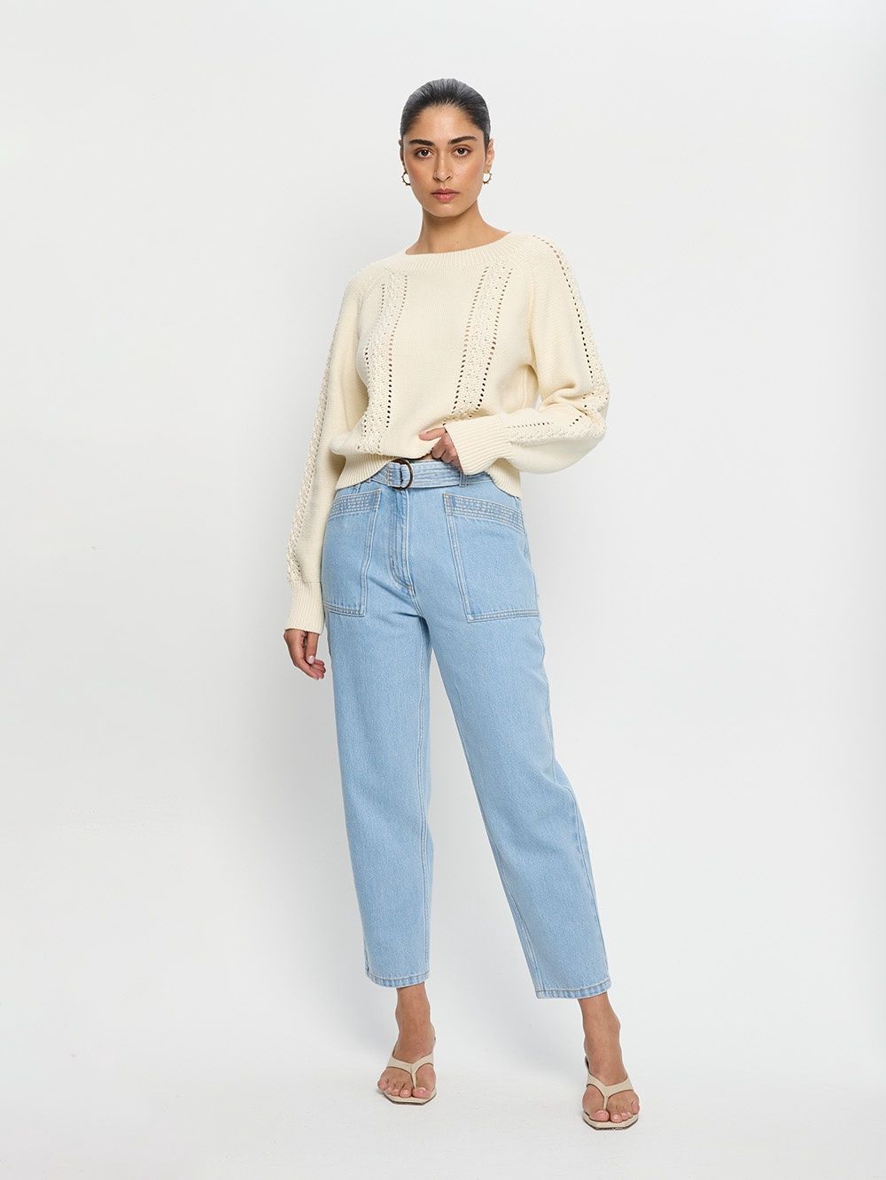 Talia Knit Cream, Size: L