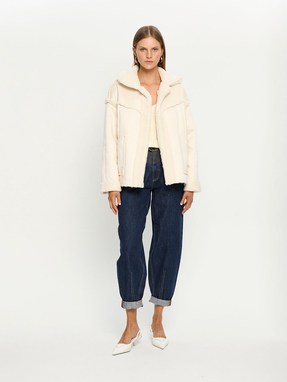 Lianna  Reversible Jacket Cream, Size: L