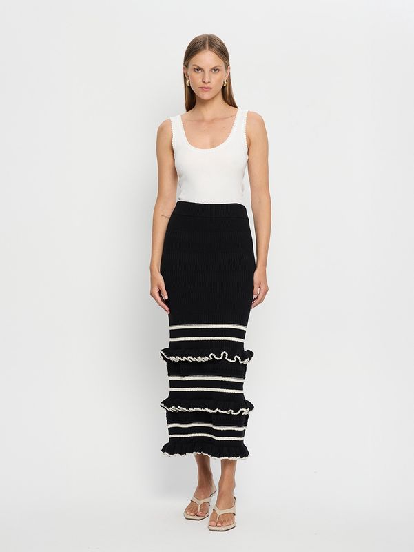 Rafaela Knit Midi Skirt Black/Cream
