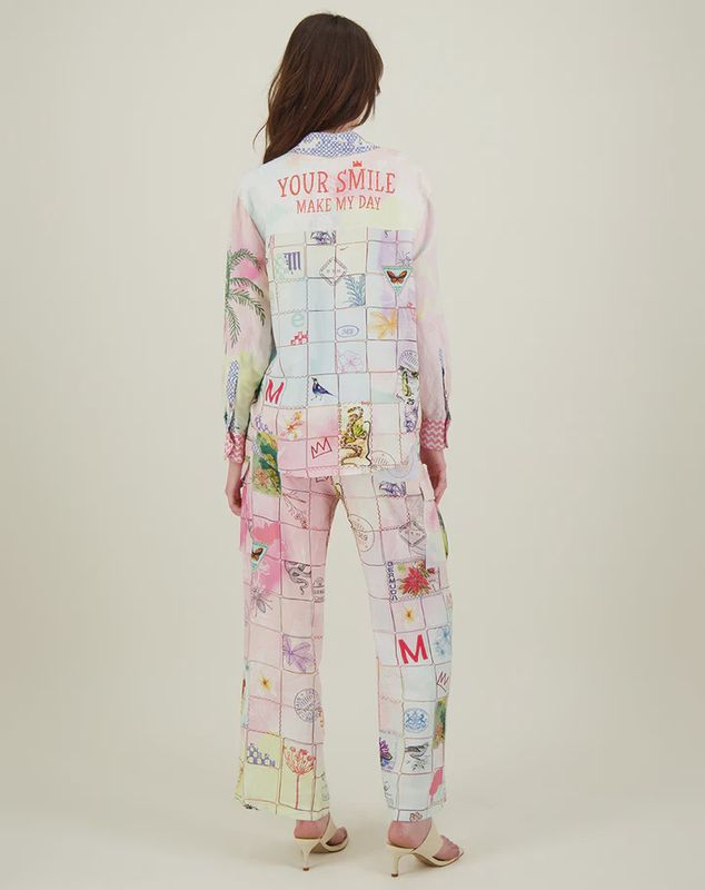 Ella Printed Linen Utility Shirt Heritage 918