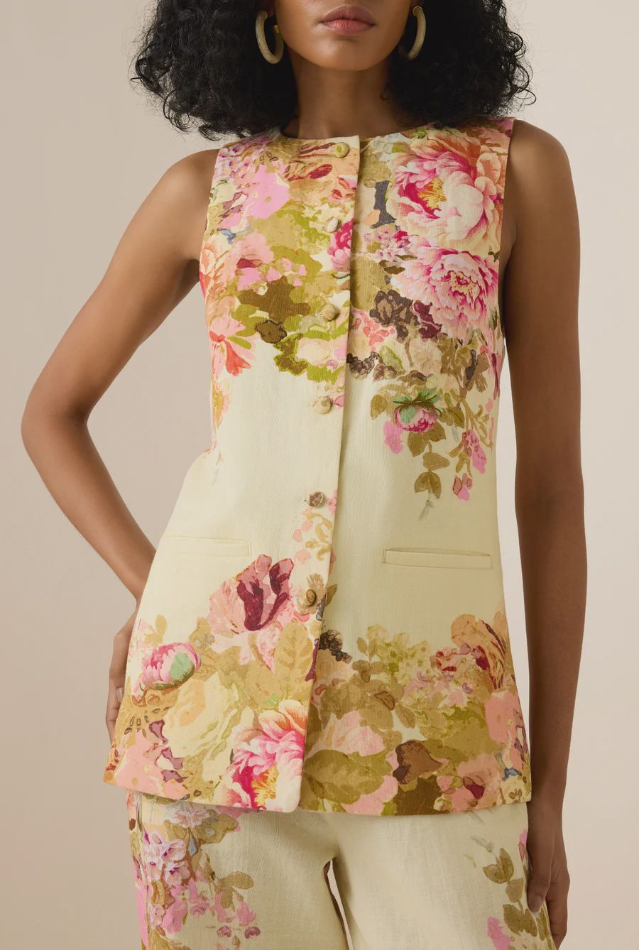 Sama Waist Coat Off White Mix