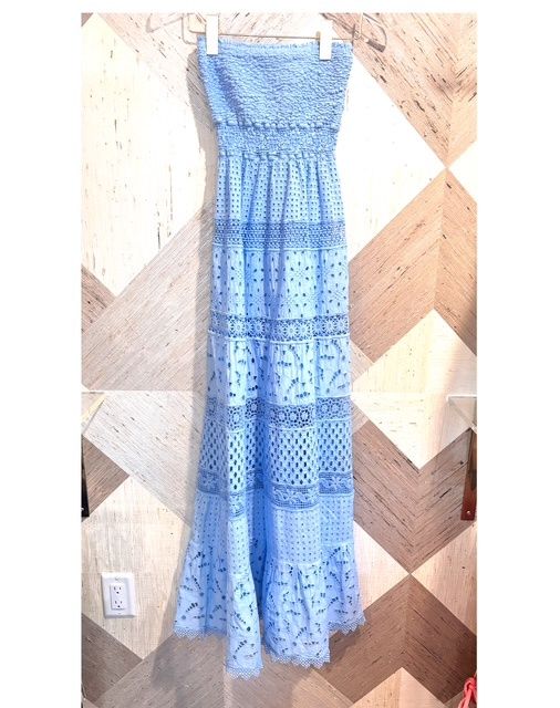 Belem 25 Embroidered Long Dress Cielo