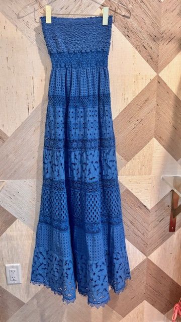 Belem 25 Embroidered Long Dress Cobalto