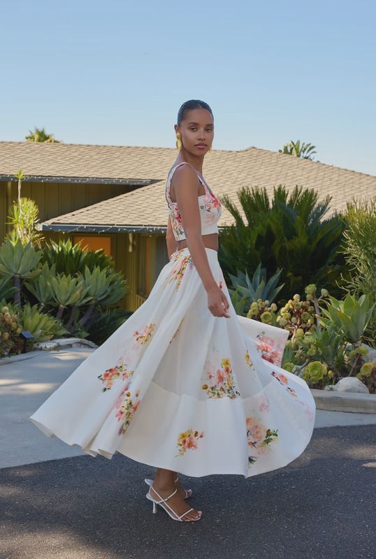 Saba Midi Skirt Ivory Floral