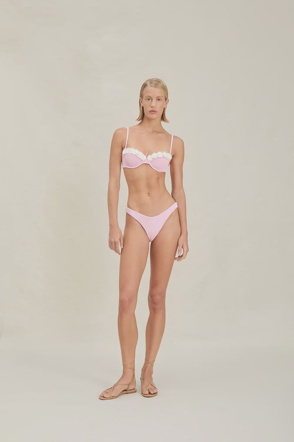 Georgie Bathing Suit Top Textured Pink, Size: X-small