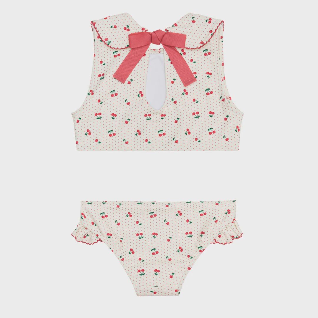 girls summer cherries rounded collar bikini, Size: 2T, Colour: REZ, Season: SUMMER 25