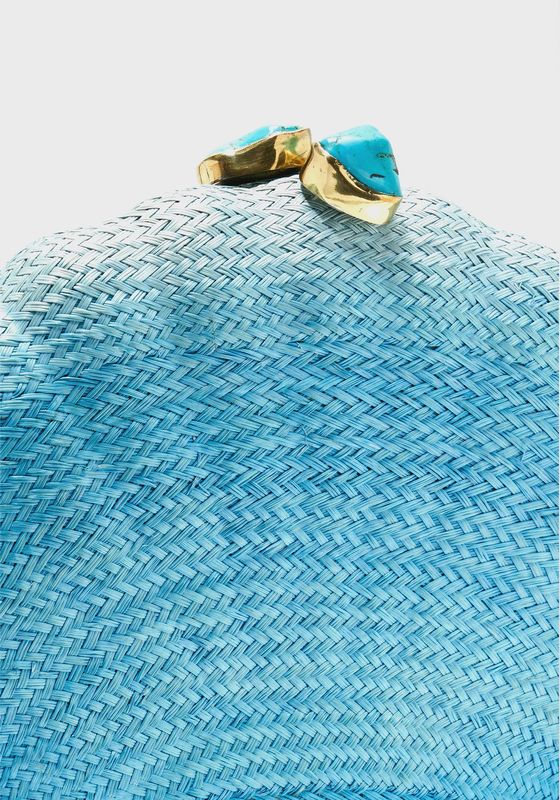 Le Sirenuse Bag Blue Ombre Raffia Turquoise Closure Gold Chain