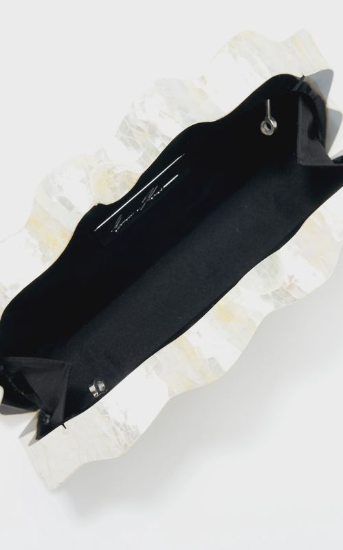 Lou Lou Bag White Mother of Pearl Magnetic Closure Black Satin Interior