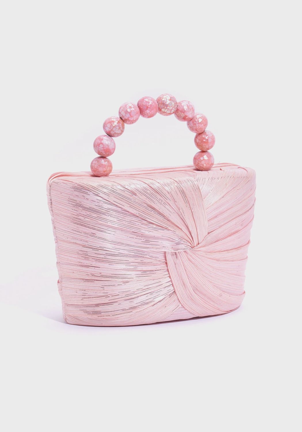 Pellicano Bag Blush Pink Banana Seda Silver Metallic Thread Pink Kabibi Cracking Handle inlat handle Beige Matte Satin Lining