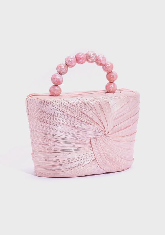 Pellicano Bag Blush Pink Banana Seda Silver Metallic Thread Pink Kabibi Cracking Handle inlat handle Beige Matte Satin Lining