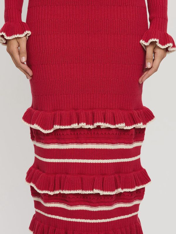 Rafaela Knit Midi Dress Red/Cream