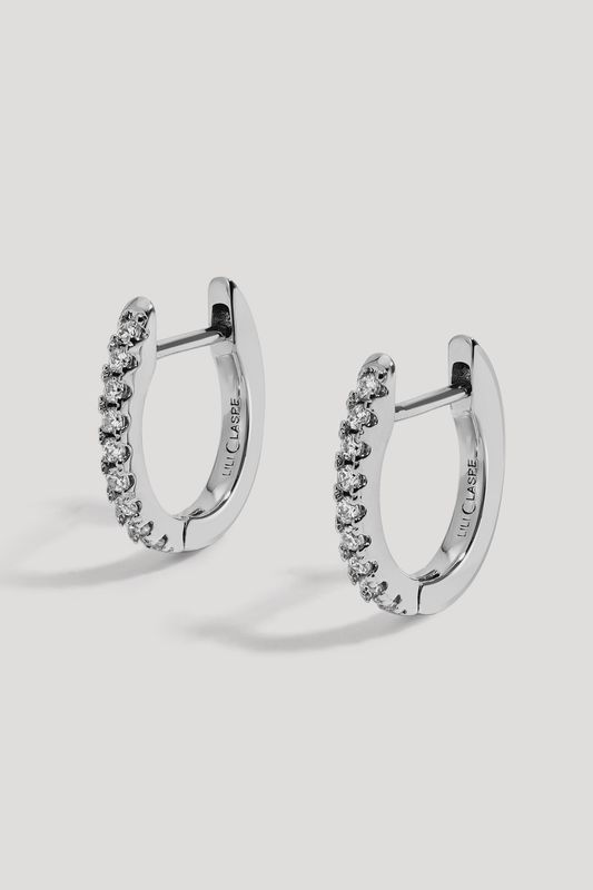 8mm White Cz Single Row Huggie