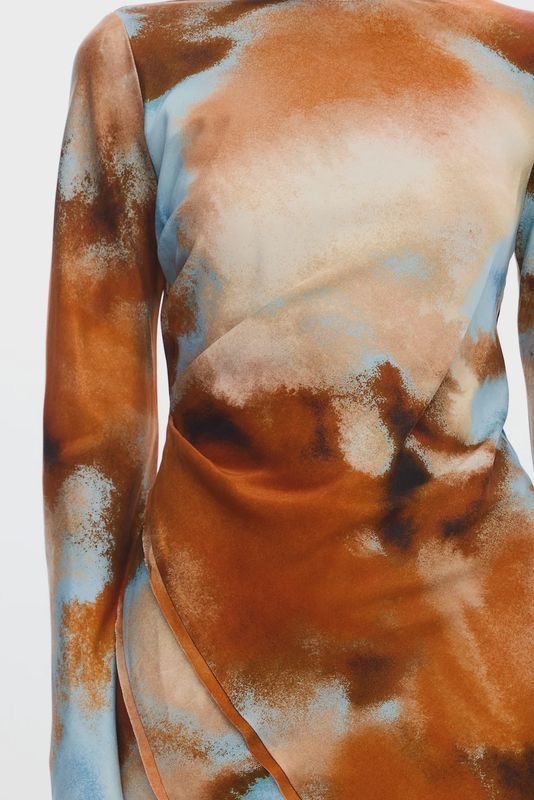 Rhode Long Sleeve Dress Rust Haze