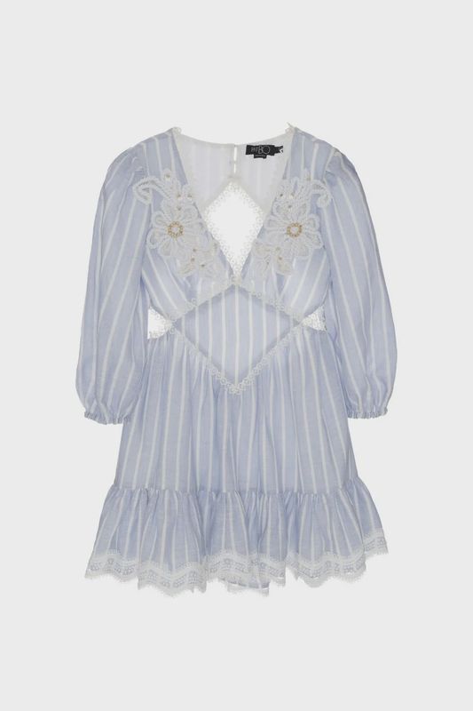 Marine Linen Mini Dress Blue