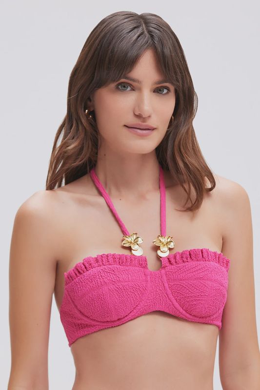 Breeze Jacquard Bikini Top Pink