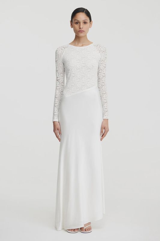 Sofiya Long Sleeve Maxi Dress Bone
