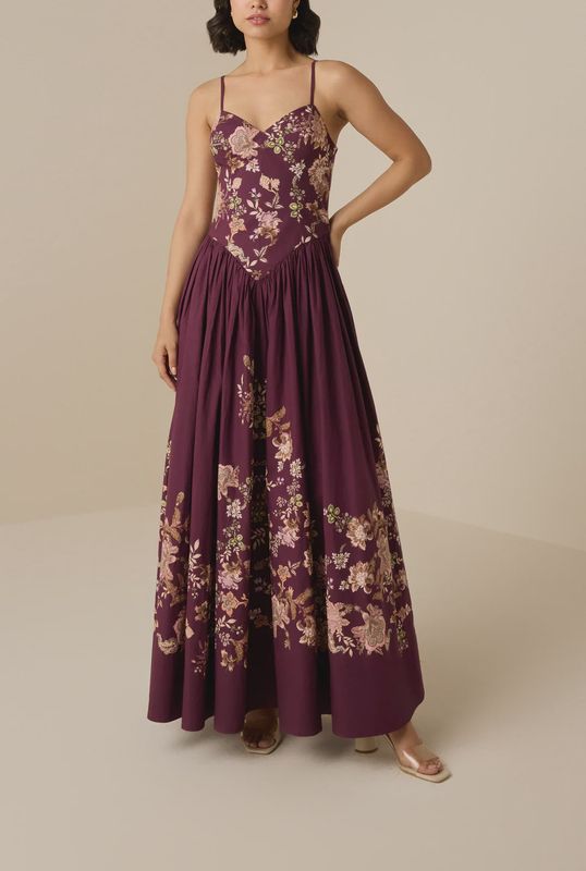 Savi Maxi Dress Burgundy Floral