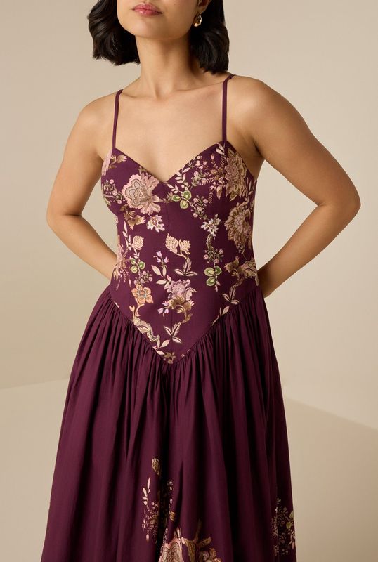 Savi Maxi Dress Burgundy Floral
