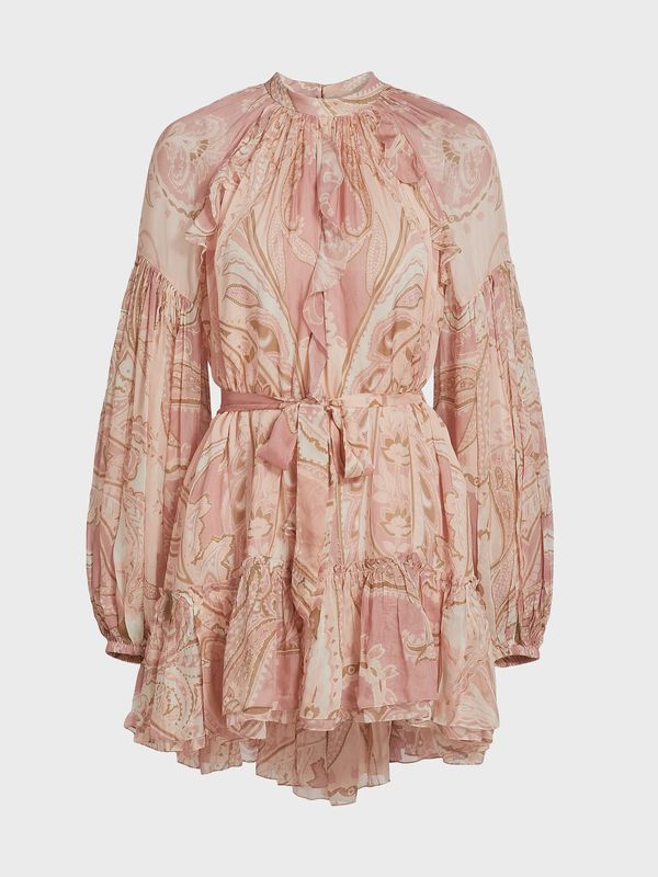 Fiza Mini Dress Tie Up Belt Pink White