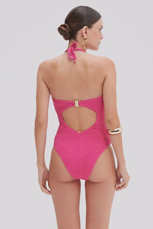 Breeze Jacquard One Piece Bathing Suit Pink