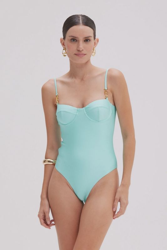 Lagoa Lycra Solid One Piece Bathing Suit Light Green