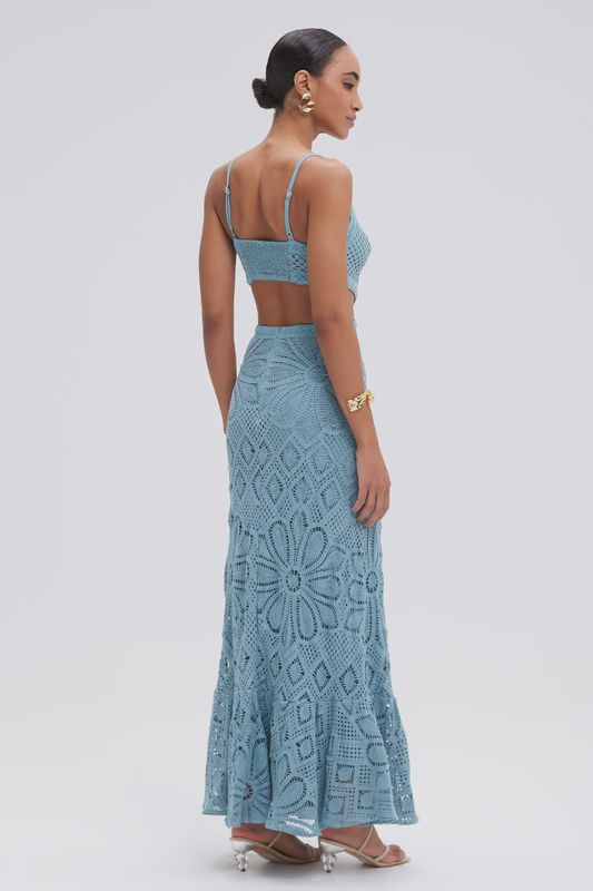 Camila Coelho Crochet Midi Dress Blue