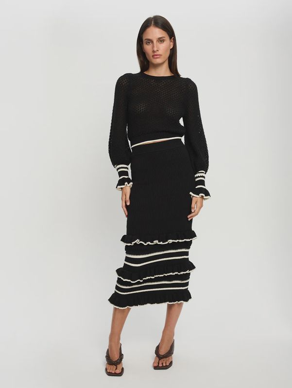 Rafaela Knit Midi Skirt Black/Cream