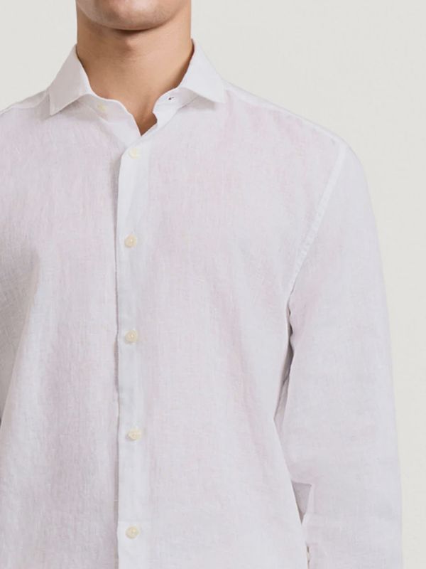 Antonio White Long Sleeve Linen Shirt