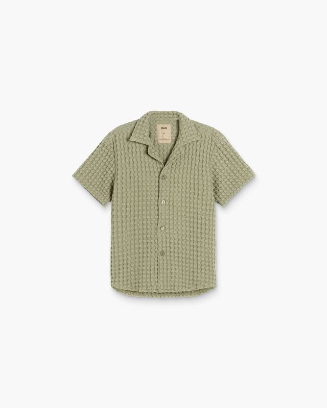 Men&#39;s Dusty Green Cuba Waffle Shirt