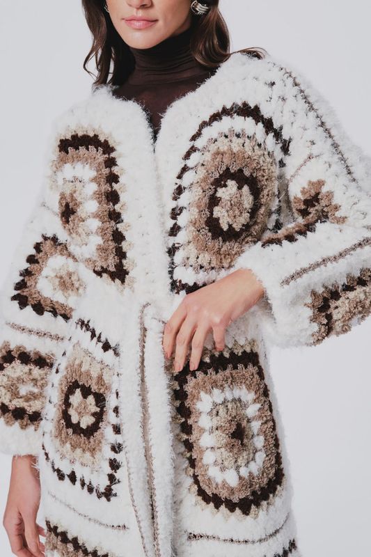 Madison Alpaca Wool Hand Knit Coat Oak Brown