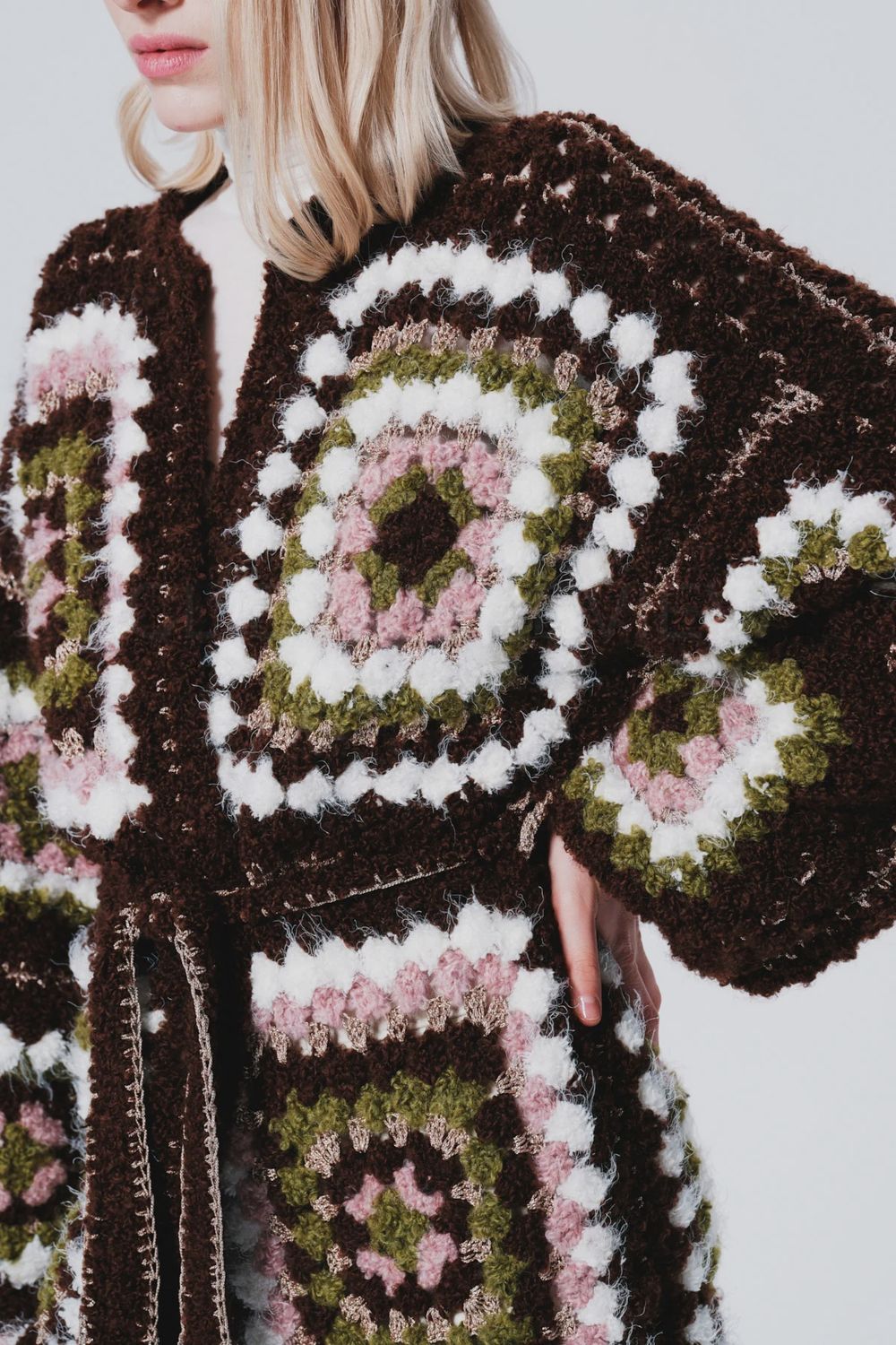 Madison Alpaca Wool Hand Knit Coat Bubble Gum