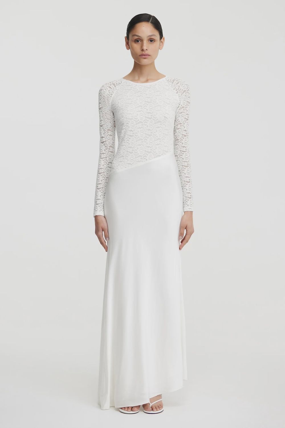 Sofiya Long Sleeve Maxi Dress Bone, Size: 2