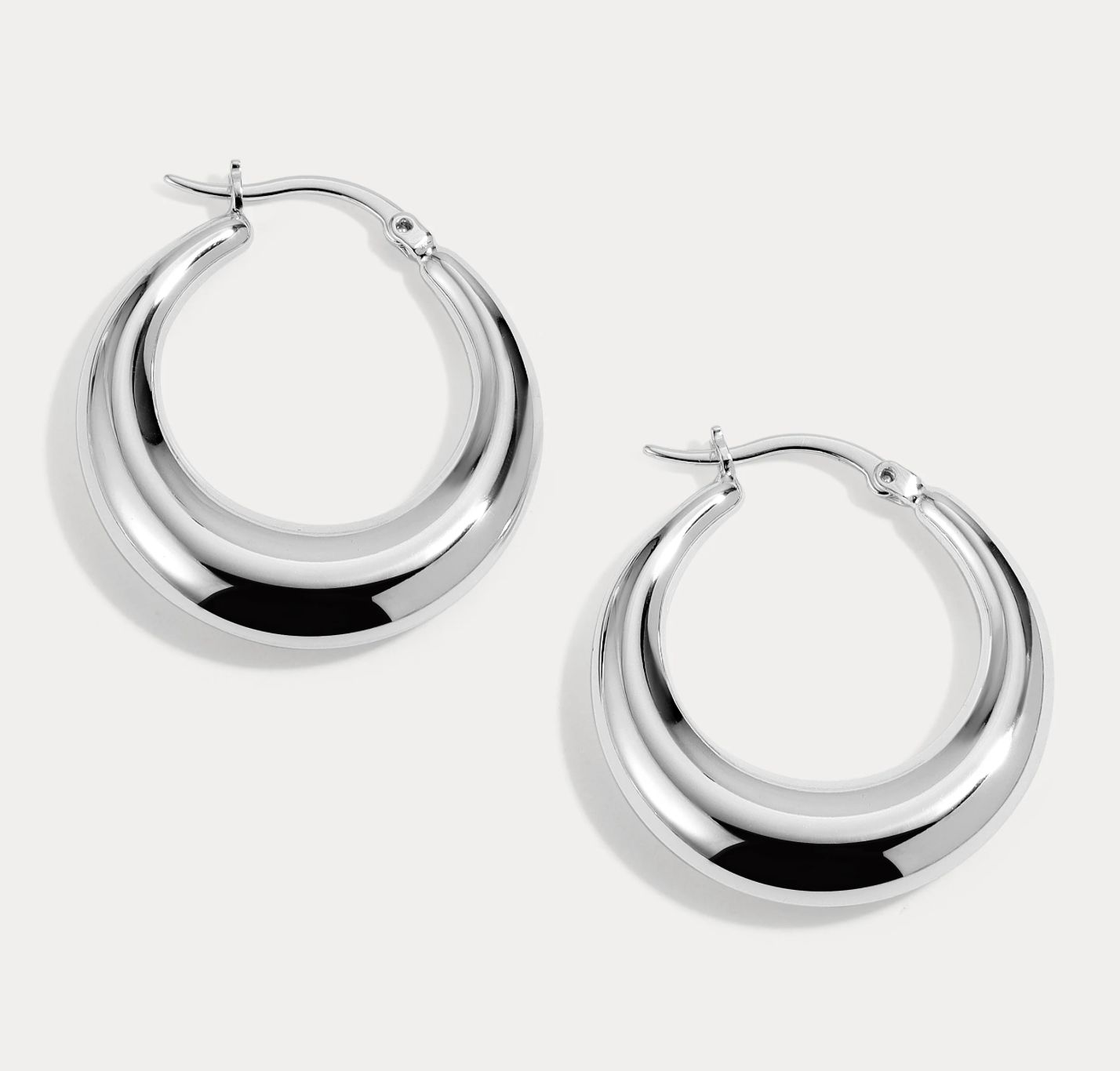 Medium Becca Hoops, Color: silver