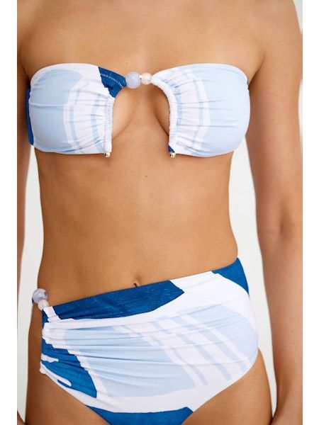 Zhara Strapless Top Blue Shapes, Size: X-Small