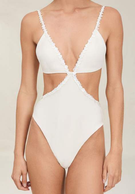 Jacquelyn Full Piece Ivory Shell, Size: X-Small