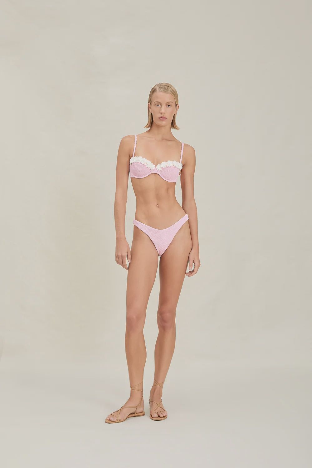Georgie Bathing Suit Top Textured Pink, Size: X-small