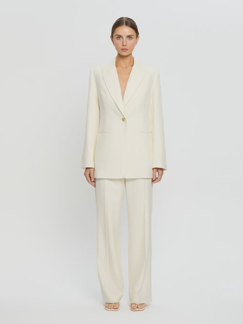 Kingsley Wrap Blazer Cream, Size: L