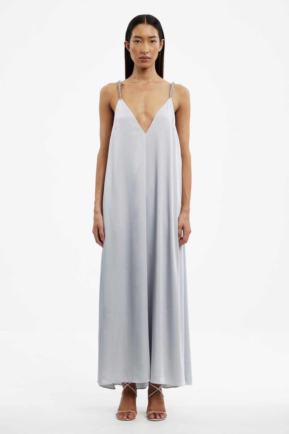 Abbey Trapeze Maxi Dress Pewter, Size: 2