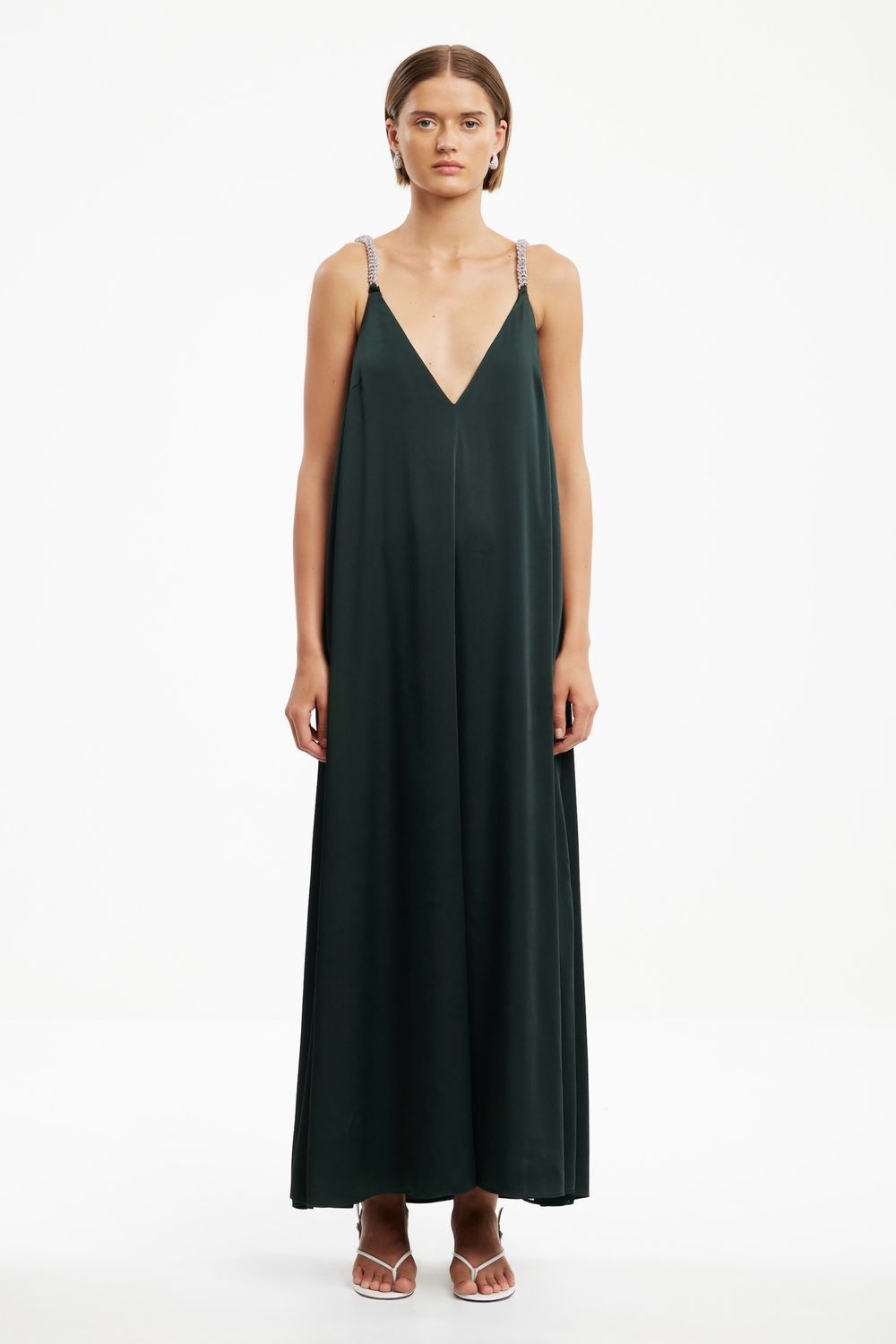 Abbey Trapeze Maxi Dress Emerald, Size: 2