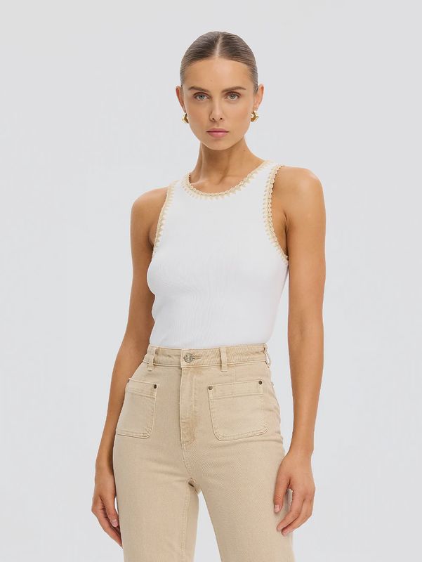 Tallulah Spliced Tank Ivory Tan