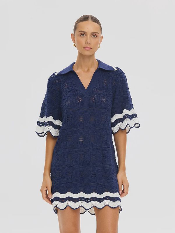 Camille Knit Mini Dress Navy