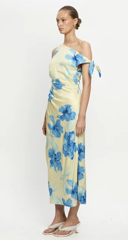 Sophie Midi Dress Yellow Blue