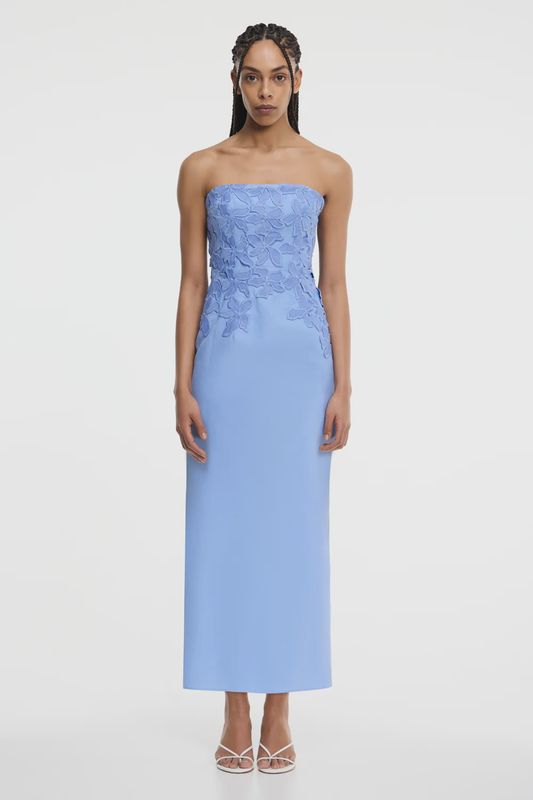Idette Strapless Midi Dress Cornflower