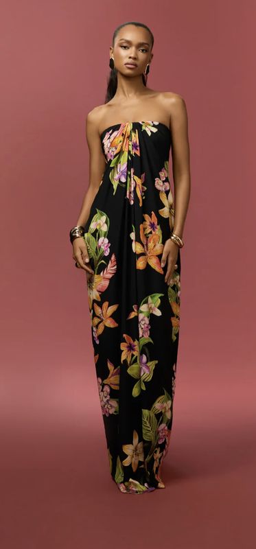 Strapless Drape Maxi Dress Black