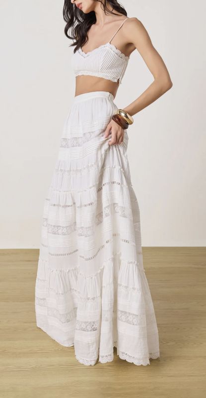 Tiered Maxi Skirt White
