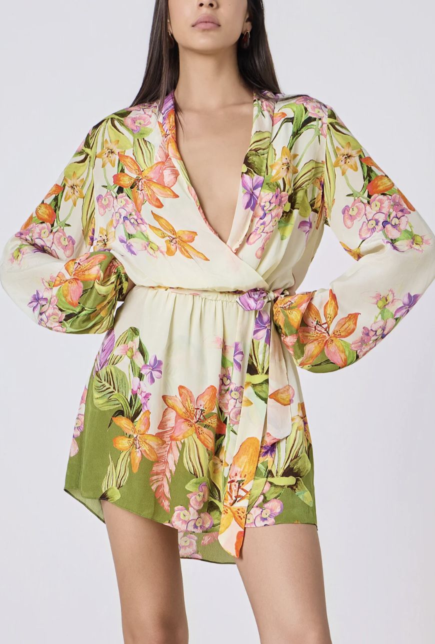 Mini Dress With Detachable Belt Cream, Size: XS